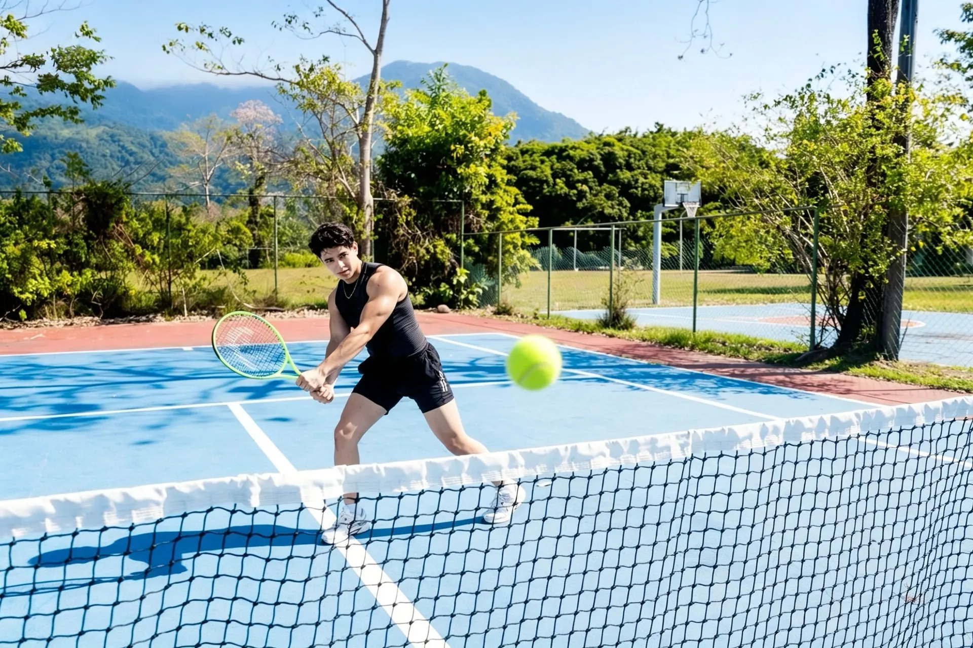 Partido de tennis en el complejo
