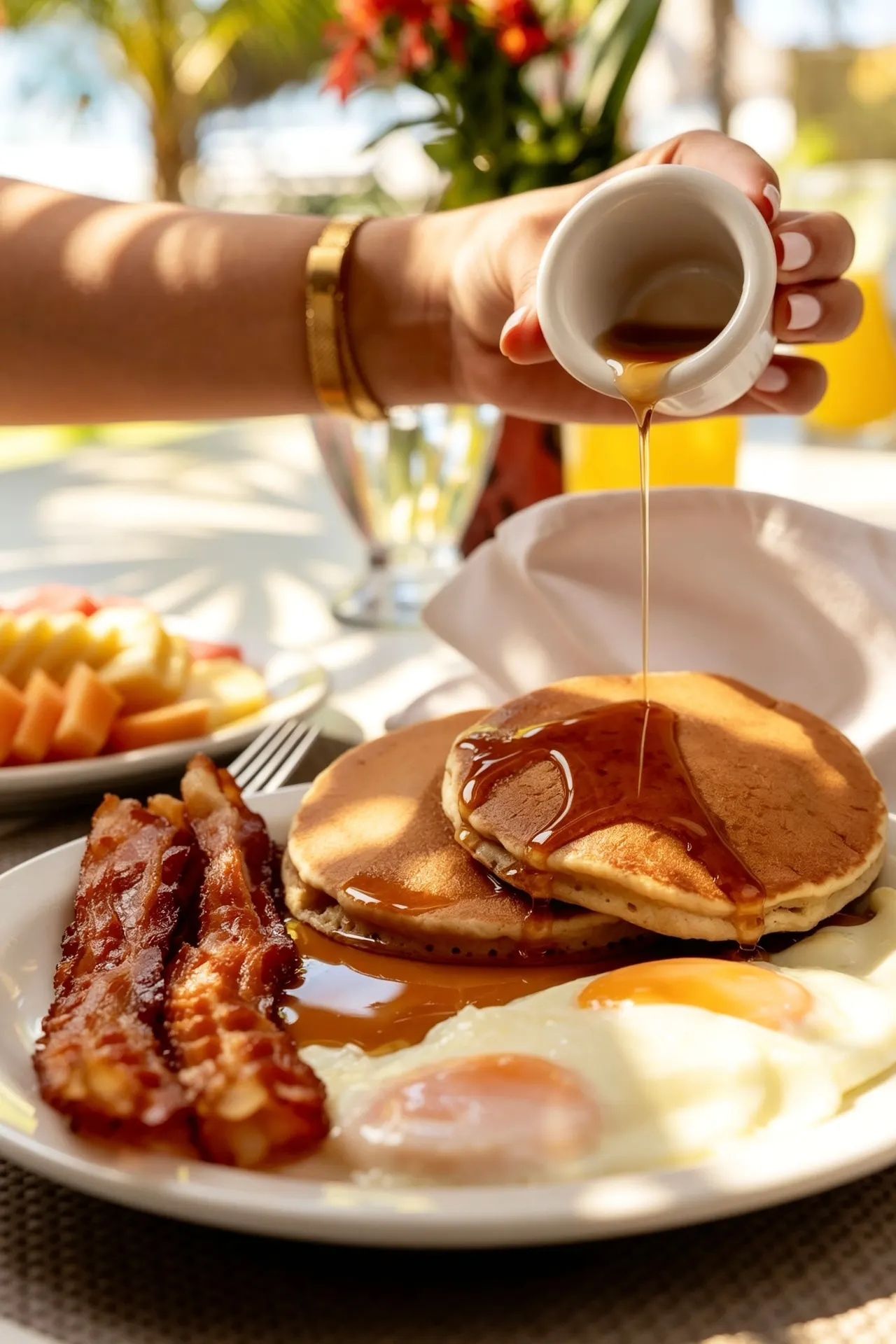 Desayuno con pancakes