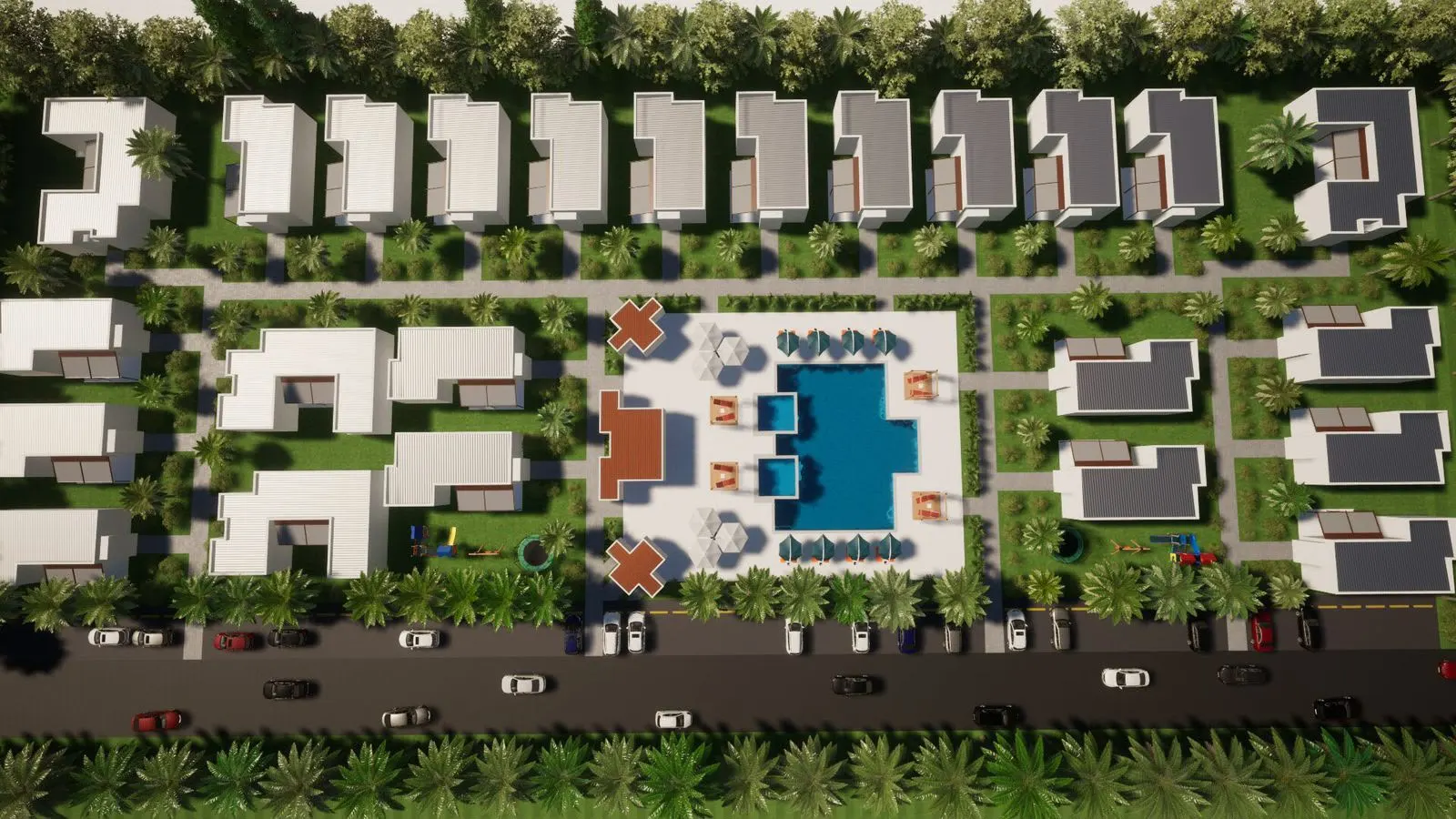 Render aéreo de la nueva etapa de villas